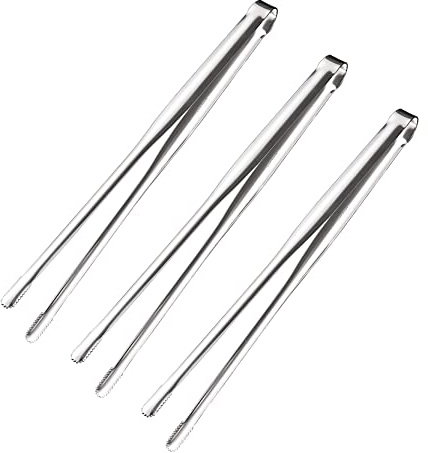 UPTALY 3 pcs Stainless Steel Slim Tongs (12 inch), Japanese Barbecue Tweezers, Thicken Yakiniku Tongs, Korean Grill Tong, Conveyor Sushi Tong, Kitchen Bacon Tong