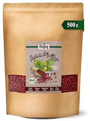 Biojoy EKO Rosépeppar hel, pepparkorn för kvarn, 500 g | Pepparbär från Sri Lanka, torkade, Schinus terebinthifolia L.
