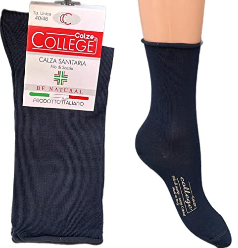 calze college®6 PAIA CALZINI DONNA SENZA ELASTICO IN PURO COTONE FILO DI SCOZIA ELASTICIZZATO 35-40 (Blu Alto)