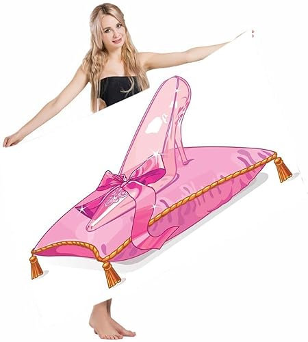 Badetücher Prinzessin Fabled Glass Slipper Auf Rosa Kissen Old Tales Magical Stories Fiction Cartoon Badelaken Microfaser Strandhandtuch Perfekt Duschtuch Für Pool Reisen Wandern 80x130 cm