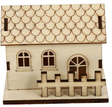 HAKIDZEL Mini-weihnachtsleuchthaus Aus Holz Mini-landschaftsdekor Mikro-holzhausdekor Für Tischdekoration
