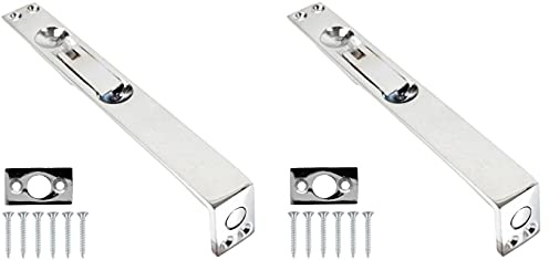 Golden Grace Flush Door Bolt in Polished Chrome Finish, Black, 2 Bolt | Includes fixing screws for easy installation, delivering heavy-duty security for French and double entryways.