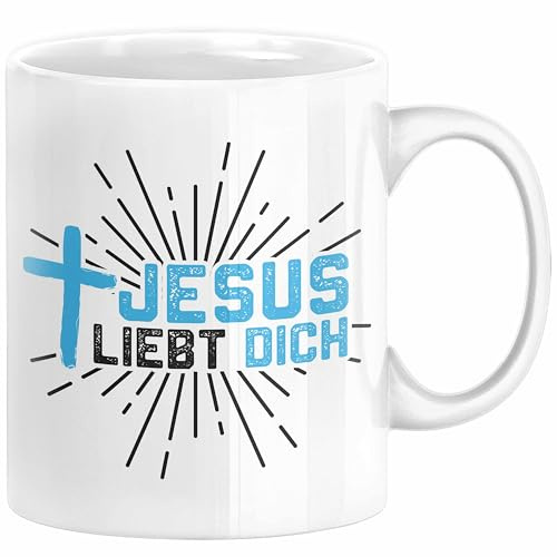 Jesus Liebt Dich Tasse Geschenk Ostern Christentum Kirche Gläubiger Geschenkidee Kaffee-Becher Häferl (Weiß)