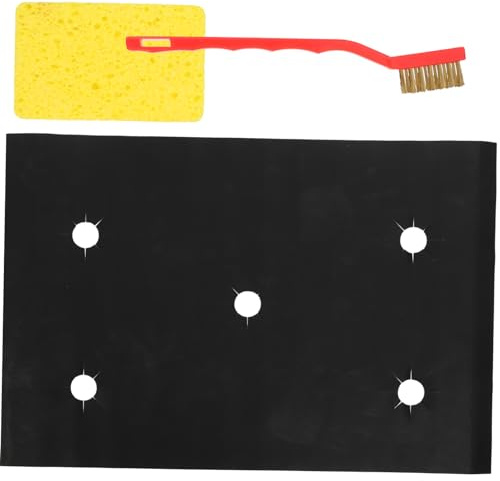 Couvercles pour Brûleurs de Cuisinière à Gaz, Lot de 3 Set | Ptfe et Fibre de Verre, Trou Central Prédécoupé, Faciles à Nettoyer et Réutilisables, Brosse Incluse Couleur Aléatoire