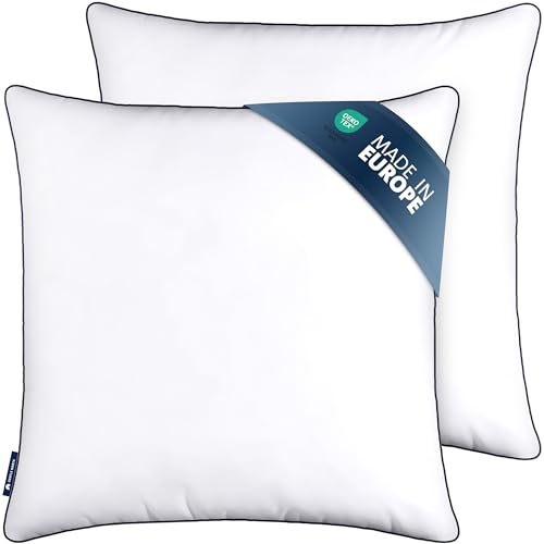 Gentle North Hochwertige Kopfkissen 80x80 cm groß in Hotelqualität - 2er Set Flauschige, gut gefüllte Schlafkissen für Allergiker geeignet (Ökotex 100 Zertifiziert) - 60° Waschbar