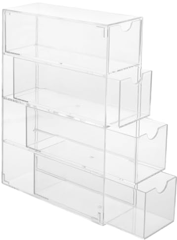 Shengxi Acryl Brillen Box, Transparent Brillen Organizer mit 4 Schubladen, Sonnenbrillen Displaybox Acryl Kosmetik Organizer Aufbewahrungsbox für Brillen Uhren Schmuck