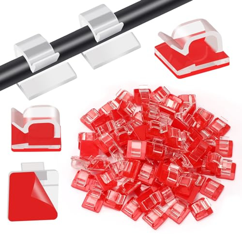 PETKNOWS 80PCS Adhesive Cable Clips Clear Light Strip Mounting Clips