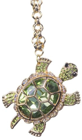 Bling Tortoise Diamond Car Hanging Accessories for Women, Crystal Rhinestone Sea Turtle Car Rear View Mirror Pendant Charms Lucky Car Interior Decorations Ornament (Green)