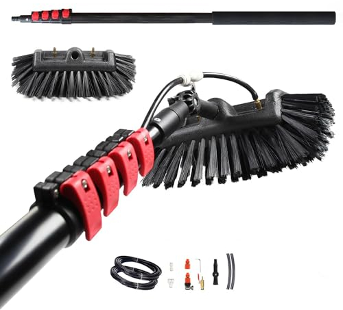 BLUEZY Pulizia Fotovoltaico Kit 3.6M/5.4M/6M/7.2M Asta di Pulizia Pannello Solare, Asta Telescopica, Spazzolone Strumento Telescopico per Lavaggio A Spruzzo di Acqua Prolungata 7.2M/24FT