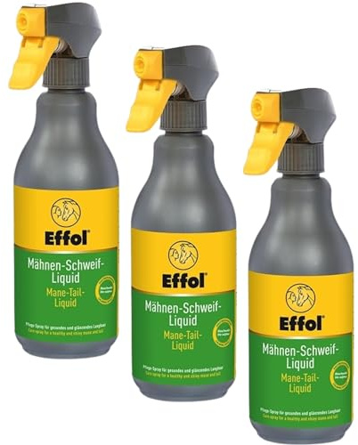 RL24 - Mähnen-Schweif-Liquid – Schweifspray3 x 500 ml (3er Set) | Mähnenspray für Pferde – für Schweifrübe & Mähnenkamm – mit Pflegeölen – Mähnenliquid für Fülle & Volumen