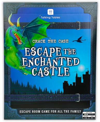 Talande bord fly det förtrollade slottet räddar draken - Escape Room spel, spricka fodralet pussel, ledtrådar, QR-koder familjespel för barn hjärngympa pussel åldrarna 9+, 1-6 spelare