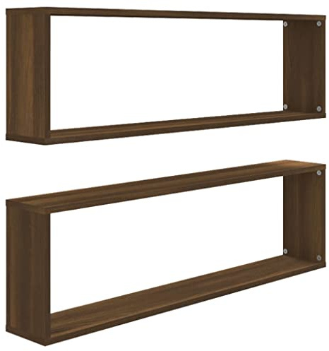 QJBSAVVA Mensole Design Mensole Da Parete Mensola Bagno Porta Cd Da Parete - Mensole Parete Cubo 2pz Rovere Marrone 100x15x30cm Multistrato per Camera Da Letto Bagno Camerette Cucina