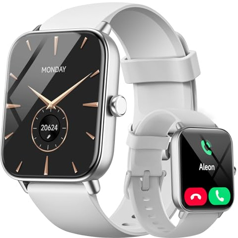 aeac Smart Watches for Women(Answer/Make Call), Alexa Built-in 1.8 HD Ladies Smartwatch with Heart Rate/SpO2/Sleep Monitor, 110+Sports, IP68 Step Counter Fitness Tracker (White)