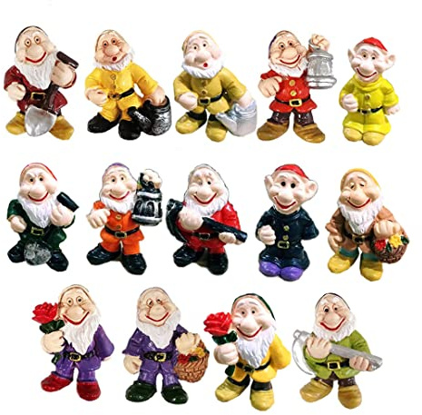 14PCS Garden Gnome Fairy Garden Gnome Statue Mini Dwarf Elf Resin Sculpture Potted Micro Landscape