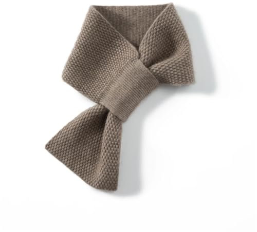 Damen-Schal, Kaschmir, kurz, gestrickt, warm und warm, Schalldämpfer, einfarbig, Kaschmirschal für Damen, Braun Grau, One size