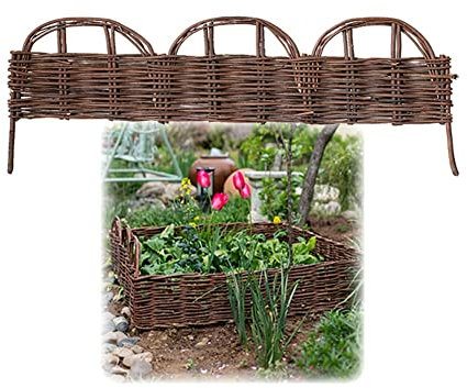 Easy to Install Lawn Border Edge for Flowerbed Patio and Driveway Wicker Garden Fencing with Weaved Rattan Effect Willow Hurdle Decorative Panels Prevent Pets Size: 35X100CM/1.14X3.28FT (Color: D)