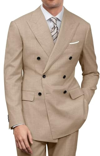 2 Piece Men’s Suit Set Groomsmen Suits for Wedding Prom Champagne M
