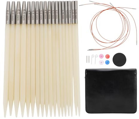 Bone Circle Stricknadel-Set, Austauschbares Rundstricknadel-Set für Anfänger mit 9 Nadelpaaren in Verschiedenen Größen, Robuste und Leichte Stricknadeln