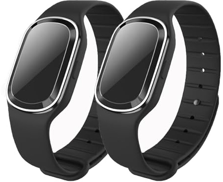 Ultrasonic Mosquito Repellent Bands Ultrasonic Insect Repellent Bracelet Electronic Watch for Children and Adults Camping Climbing Hiking (2 Black)