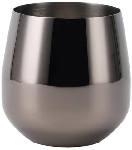 Bicchieri da vino in acciaio inossidabile senza gambo, bicchiere da vino in acciaio inossidabile in acciaio inossidabile per esterno, viaggio, campeggio e piscina, ideale per gli (Placcatura nera)