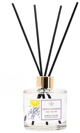 Purple River Raumduft Reed Diffuser | Lemon Lavender | Aroma Diffusor 100ml | langanhaltender Duft für Zuhause | inkl. 7 Duftstäbchen | Lufterfrischer für Bad, Küche, Wohnzimmer