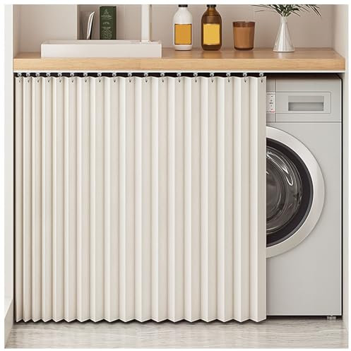 Staubdichter Schiebeschrankvorhang, wasserdicht, Küchenregal-Vorhang, 100 cm/70 cm, verstellbare Jalousien für Schränke, weiß, perfekt für Privatsphäre und Privatsphäre
