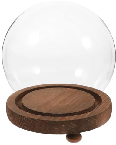 HOLIDYOYO Cloche De Vidrio Con Base De Madera Para Decoración De Escritorio Exhibición De Flores Preservadas Paisaje y Adornos De Hogar Diseño Elegante y Funcional