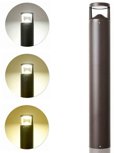 LED Bollard Landscape Light, 42inch 24W Outdoor Pathway Light, 3CCT 3000K/4000K/5000K Selectable, IP65 Rated UL Listed Commercial Aluminum Bollard Lighting Fixture for Garden, Walkway, 120-277V