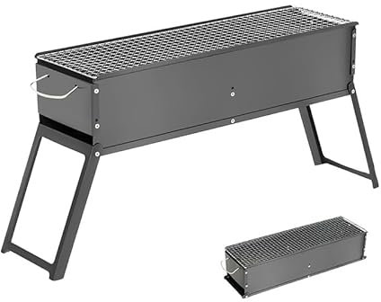 PQPQLI Kaltgewalzter Hartstahl Holzkohlegrill Mit Klappbare Beine Tragbarer Grill BBQ Grill Mit 20 Schaschlik Und 80 Bambusspieße Campinggrill In Verschiedenen Größen Erhältlich(60 * 19cm)