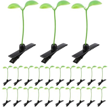 STOBAZA 80 Pièces Pinces À Cheveux Mini Germes De Soja Vert Accessoires Capillaires 3D Mignons Pour Fêtes Maison Tenue Ferme Sans Dommage Cheveux