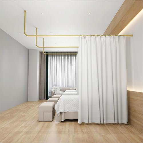 Divisori Per Ambienti Da Parete, Divisorio Per La Privacy Medica Con Asta Dorata A L, Tenda Divisoria Per La Privacy Nei Centri Estetici, Per Ospedali, Bagni, Negozi Di Abbigliamento(White,230cm/91in)