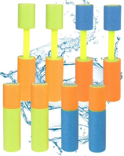 FUGLUS 8 pezzi Pistola ad acqua, in schiuma, giocattoli per piscina, giocattoli da giardino per bambini per piscina e spiaggia