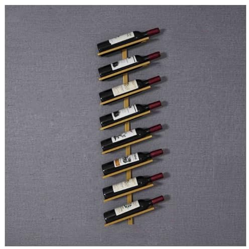 Étagère à vin murale à suspendre en fer pour maison, bar, cuisine et cave - Porte-bouteilles en métal doré - Étagère décorative pour liqueur (8 bouteilles)