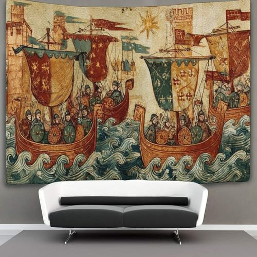 kaiyun Altes mittelalterliches Piratenschiff Wandteppich, Tapestry Wall Hanging,Wanddeko Für Schlafzimmer Wohnzimmer Wohnheim 180cmx230cm