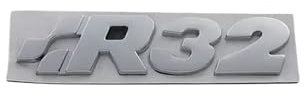3D Premium R32 R35 R36 Grill Haube Trunk Schwanz hinten Motorhaube Aufkleber Emblem Abzeichen Typenschild Aufkleber(Metal-chrome-r32)