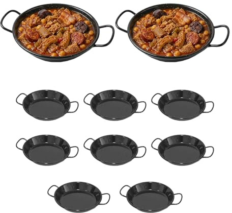 TWO TIGERS | Paellera Esmaltada Antioxidante | Pack 10 Unidades Mini | Diámetro 15cm | Raciones Individuales de Paellas Tapas Arroces | Para Hostelería Bar Restaurante Hotel