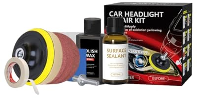 GYCAQAC Kit de Pulido y Restauración de Faros de Coche, Headlight Polishing Kit, Restauracion Faros, Kit Completo para Elimina Amarillo y Rasguños, Restaurador de Faros Turbios y Desgastados