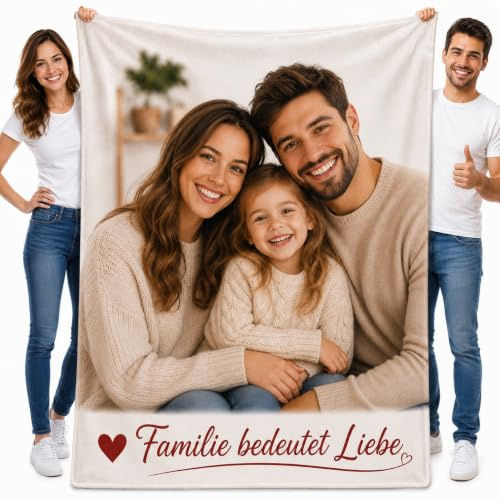 Gehben Personalisierte Decke mit Foto, Kuschelige 300GSM Flanelldecke, Individuell Bedruckte Fotodecke, Persönliches Geschenk für Geburtstag, Jahrestag und Weihnachten