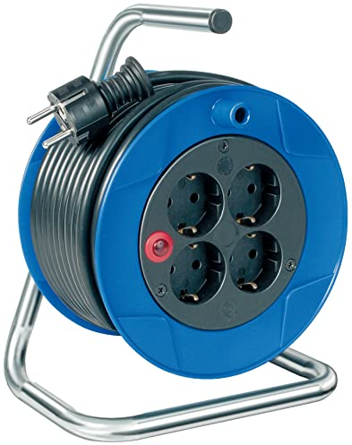 Brennenstuhl Garant Kompakt Kabeltrommel/Kabelrolle mit 4 Steckdosen (15m Kabel in schwarz, aus Spezialkunststoff, Made in Germany)