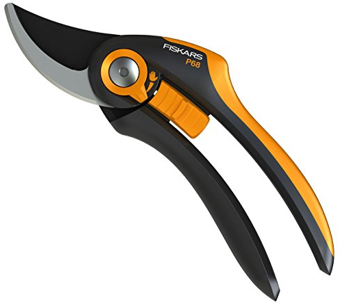 Fiskars Bypass-Gartenschere für frische Äste und Zweige, Antihaftbeschichtet, Hochwertige Stahl-Klingen/Kunststoff-Griffe, Länge: 20 cm, Schwarz/Orange, SmartFit, P68, 1001424