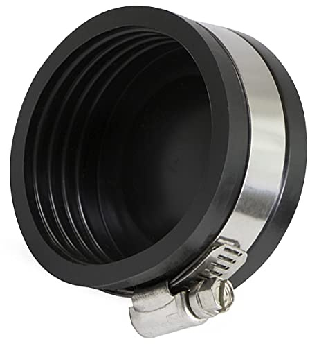 EVERCONNECT 1720 Flexible PVC Pipe Cap with Stainless Steel Clamps, 2, Black