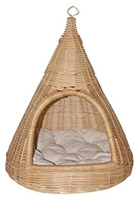 Lycce Katzenhöhle mit weichem Kissen Rattan für Katzen und kleine Hunde