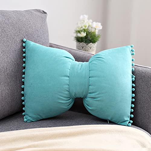 SWECOMZE 35 * 50cm Bowknot Kissen Kissen mit Pompon-Ball Wohnzimmer Mädchen Kissen Büro Nackenkissen Lendenkissen Mädchen Schlafzimmer Kissen Home (Minzgrün)