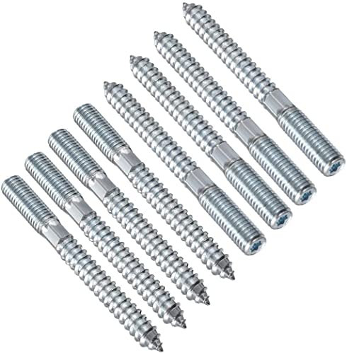 TERF® M10 (10 mm) x 80 mm Holz- auf Metall, Schraubdübel, Doppelkopfbolzen, Dübel für Holzbearbeitung, Verbindung, Möbelbeine, professionelle Tischler, Heimwerker- und Bastelprojekte, 8 Stück