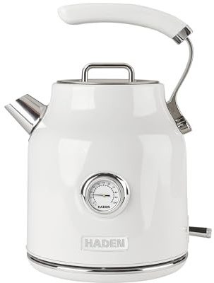 Haden Dorset 1.7 Liter Stainless Steel Electric Kettle, Hot Water Kettle with 360-Degree Base and Auto Shutoff, Ivory & Chrome