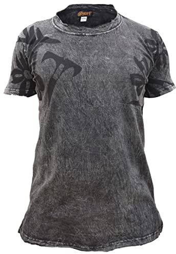 Gheri Mens Stone Washed Frayed Edge Rough Finish T-Shirt