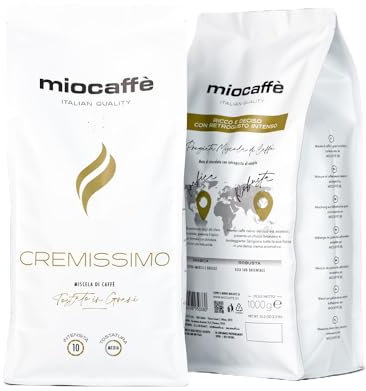 Miocaffè – Cremissimo caffè in Grani – 1kg – Miscela Extra Intensa di Arabica e Robusta – Tostatura Italiana Media – Crema Corposa, Gusto Pieno – per Espresso Forte e Deciso