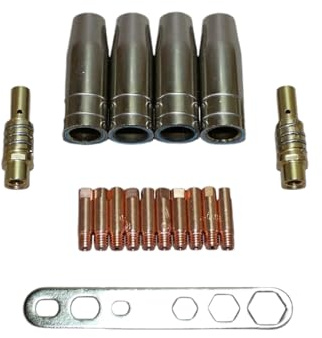 Verschleißteile Set MB 15/Typ 150 M6 0,8/1,0/1,2 Stromdüsen, Gasdüse, Düsenstock MIG/MAG… (1,0mm Stromdüsen)