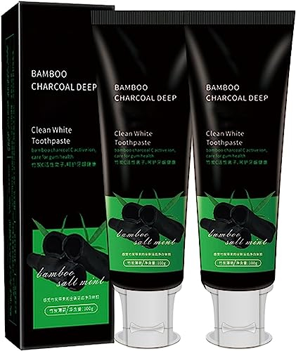Yanjiayi Bamboo Charcoal Deep Toothpaste, Yanjiayi Clean White Toothpaste, Aktivierte Holzkohle Bamboo Charcoal Toothpaste Aktivierte Bambuskohle Zahnpasta Weiße Zähne, Entfernt Zahnflecken (2Stück)