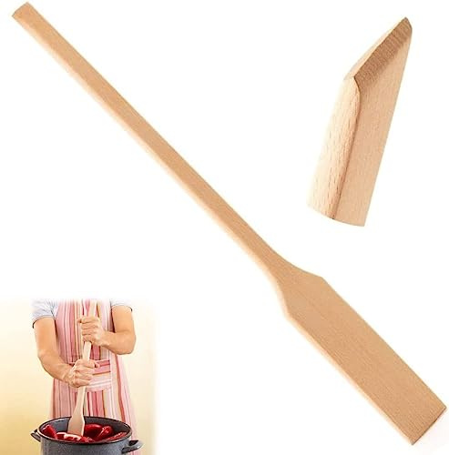 IBLAY Espátula de madera extra larga – Cuchara grande de madera de haya de 24 pulgadas para cocinar, mezclar, preparar en ollas grandes, utensilios de cocina resistentes, paletas planas de mango largo